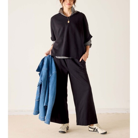 Voyageur By Mersea Frenchie Raw Edge V-Neck Sweatshirt Top Oversized OS 283409 - Picture 1 of 9